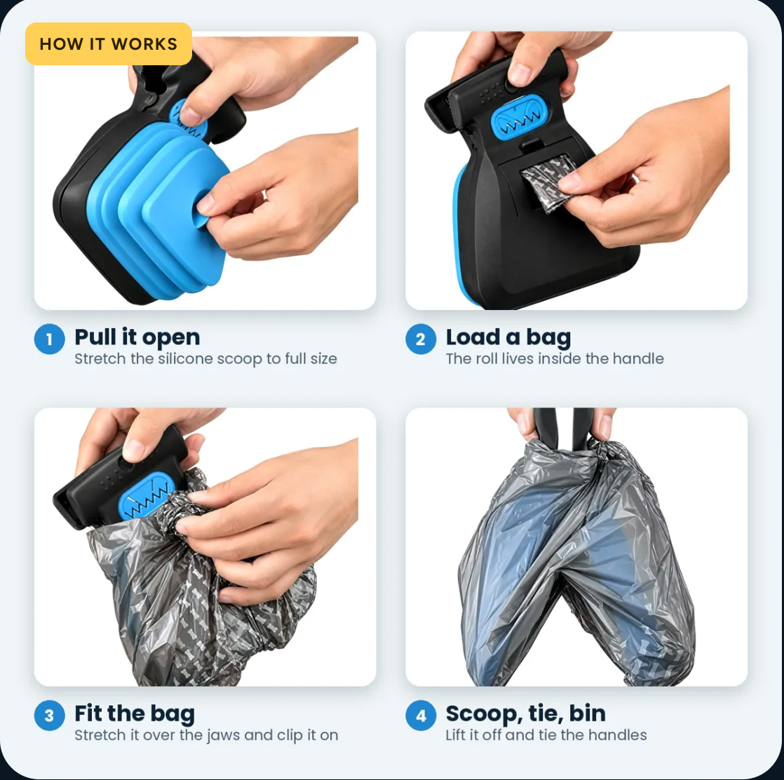 Curbwise Pooper Scooper — Clip-On with Built-In Bag Roll
