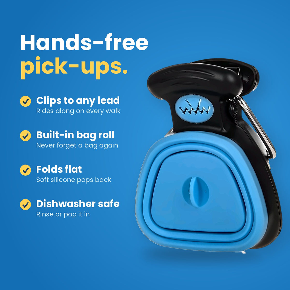Curbwise Pooper Scooper — Clip-On with Built-In Bag Roll